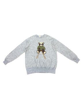 Vintage 1990s Challenger USA Made Teddy Bear Heather Gray Crewneck Sweatshirt